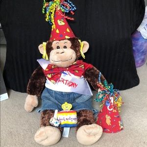Build A Bear Monkey w/ Birthday Accessories/Sound